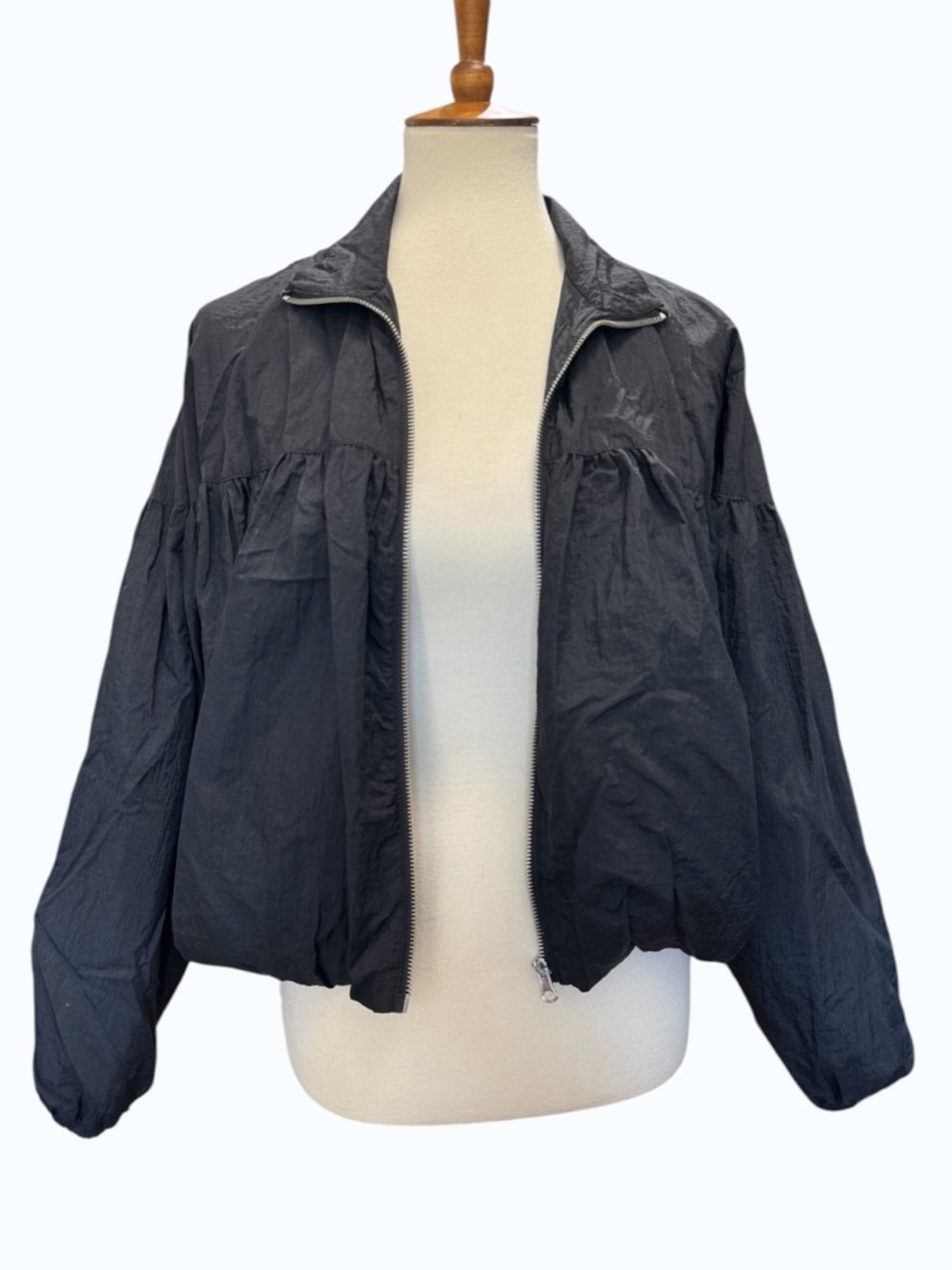 Free People Black Zip-Front Bomber Jacket #320